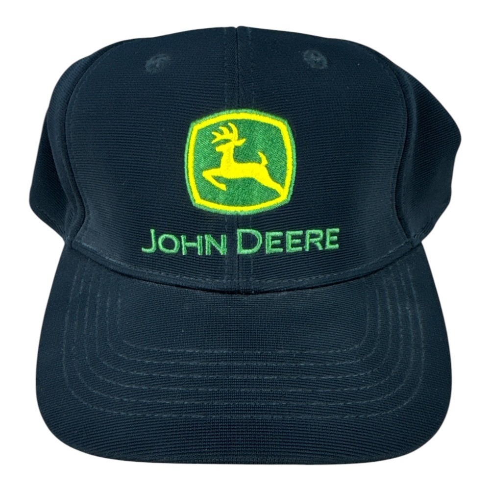 John Deere Stretch Flex Fitted Baseball Cap Black Est 1837 Embroidered Hat